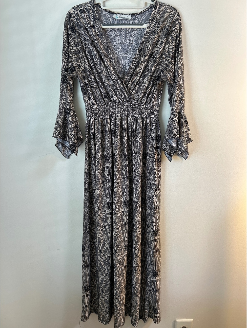 Lapogee Women's Long Sleeve Printed Maxi Dress XL